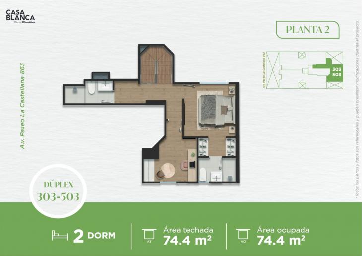 Plano del modelo Tipico 3 del proyecto La Castellana 863 en Santiago De Surco