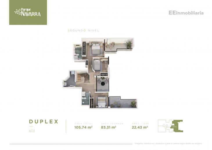 Plano del modelo Duplex 603 del proyecto Parque Navarra en Santiago De Surco