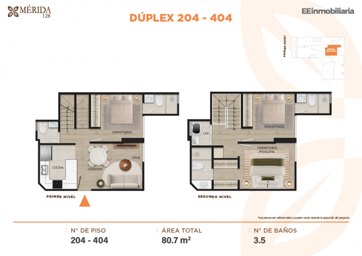 Plano del modelo TIPO 4 del proyecto Merida 128 en Santiago De Surco