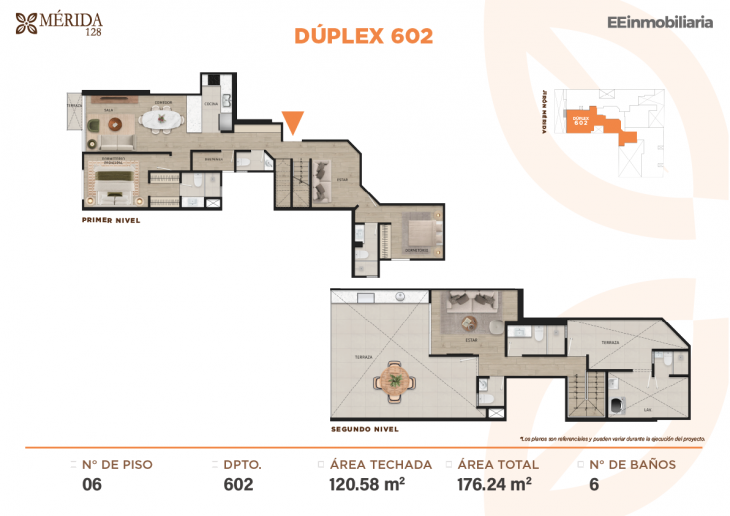 Plano del modelo DÚPLEX 602 del proyecto Merida 128 en Santiago De Surco