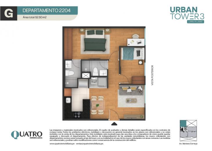 Plano del modelo G del proyecto Urban Tower 3 en Cercado De Lima