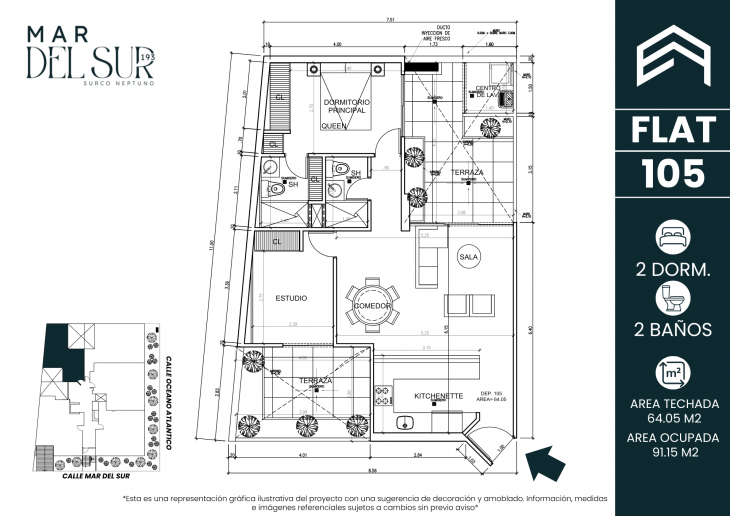 Plano del modelo 105 del proyecto Mar del Sur 193 en Santiago De Surco