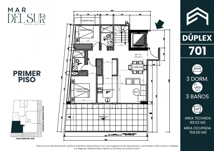 Plano del modelo 701 del proyecto Mar del Sur 193 en Santiago De Surco