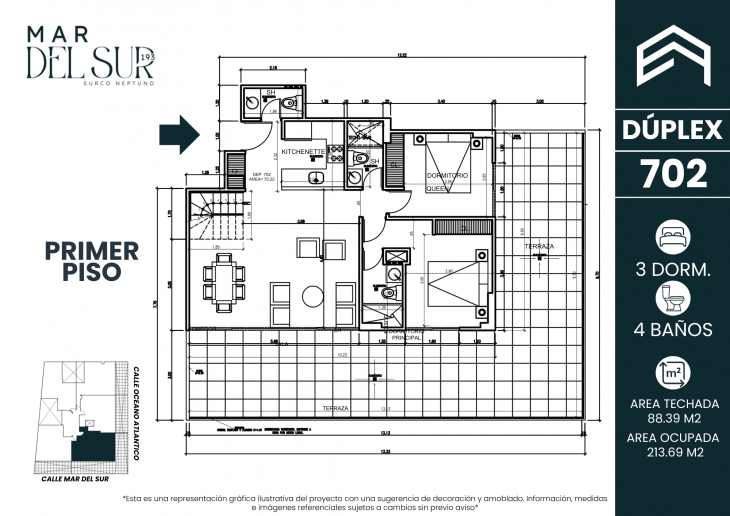 Plano del modelo 702 del proyecto Mar del Sur 193 en Santiago De Surco