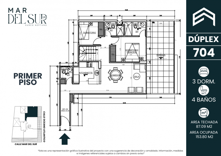 Plano del modelo 704 del proyecto Mar del Sur 193 en Santiago De Surco