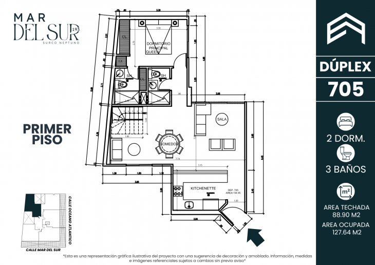Plano del modelo 705 del proyecto Mar del Sur 193 en Santiago De Surco