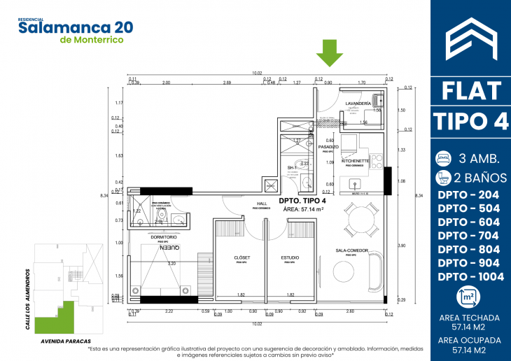 Plano del modelo TIPO 4 del proyecto Residencial Salamanca de Monterrico 20 en Ate
