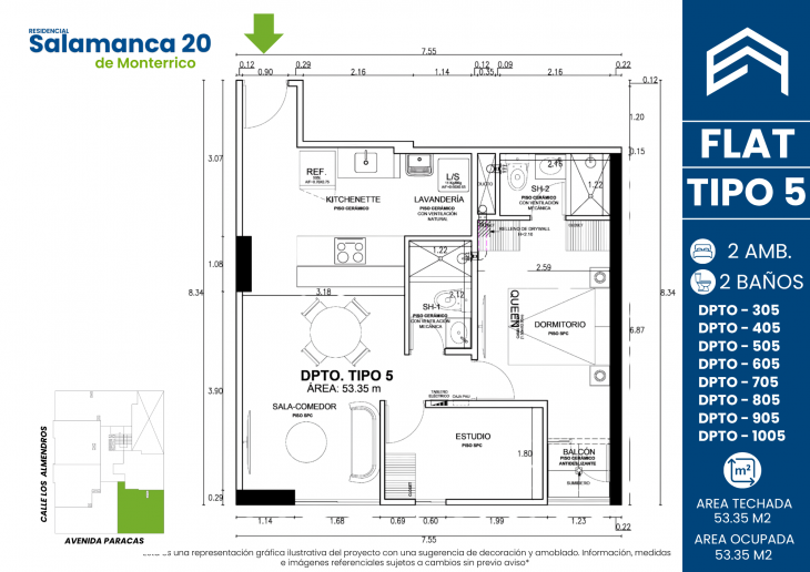 Plano del modelo TIPO 5 del proyecto Residencial Salamanca de Monterrico 20 en Ate