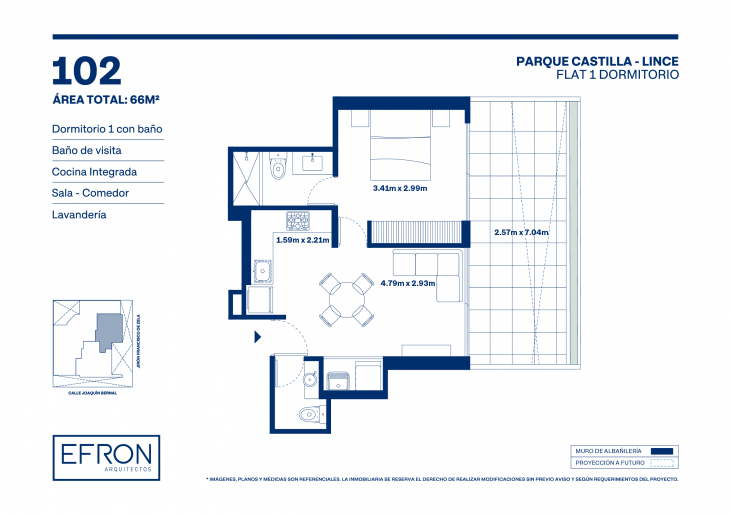 Plano del modelo 1-102 del proyecto Parque Castilla en Lince
