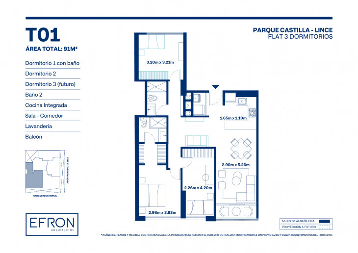 Plano del modelo T01-2 del proyecto Parque Castilla en Lince