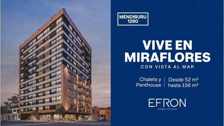 Fachada principal del proyecto Mendiburu 1290 en Miraflores