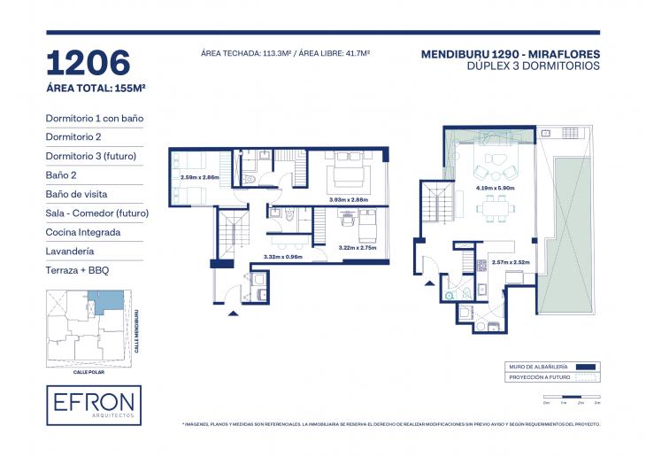 Plano del modelo tipo 6 del proyecto Mendiburu 1290 en Miraflores