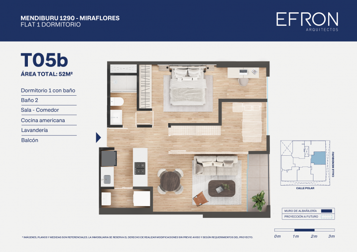 Plano del modelo tipo 5B del proyecto Mendiburu 1290 en Miraflores