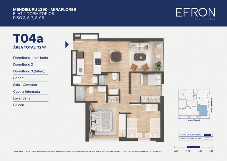 Plano del modelo tipo 4 del proyecto Mendiburu 1290 en Miraflores