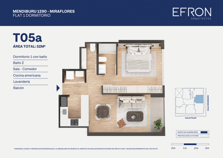 Plano del modelo tipo 5 del proyecto Mendiburu 1290 en Miraflores