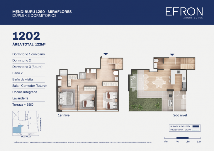 Plano del modelo tipo 2 del proyecto Mendiburu 1290 en Miraflores