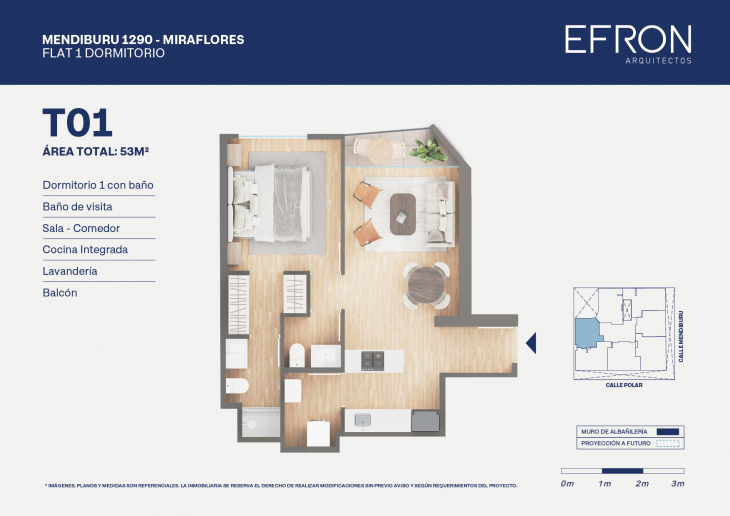 Plano del modelo tipo 1 del proyecto Mendiburu 1290 en Miraflores