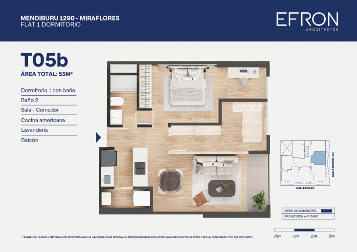 Plano del modelo tipo 5B del proyecto Mendiburu 1290 en Miraflores
