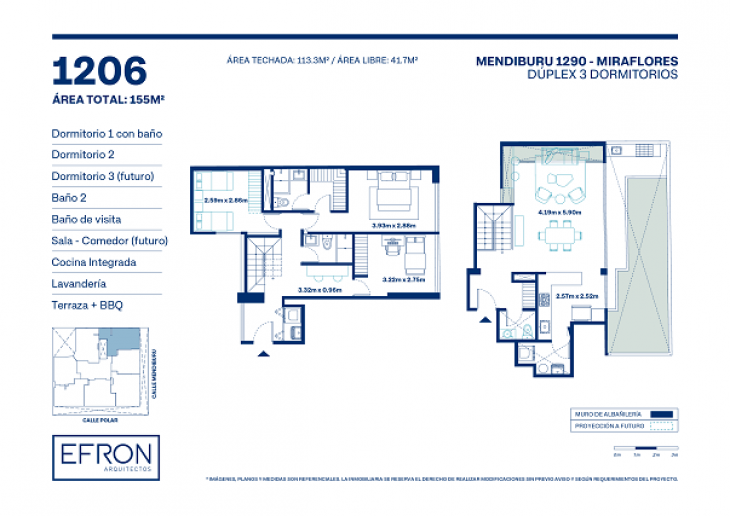 Plano del modelo tipo 6 del proyecto Mendiburu 1290 en Miraflores