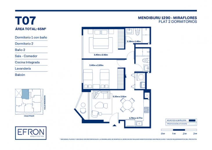 Plano del modelo tipo 7 del proyecto Mendiburu 1290 en Miraflores