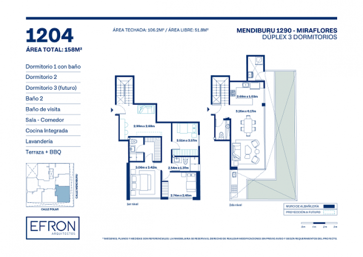 Plano del modelo tipo 4 del proyecto Mendiburu 1290 en Miraflores