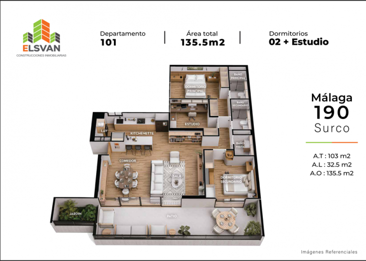 Plano del modelo TIPO A del proyecto MALAGA en Santiago De Surco