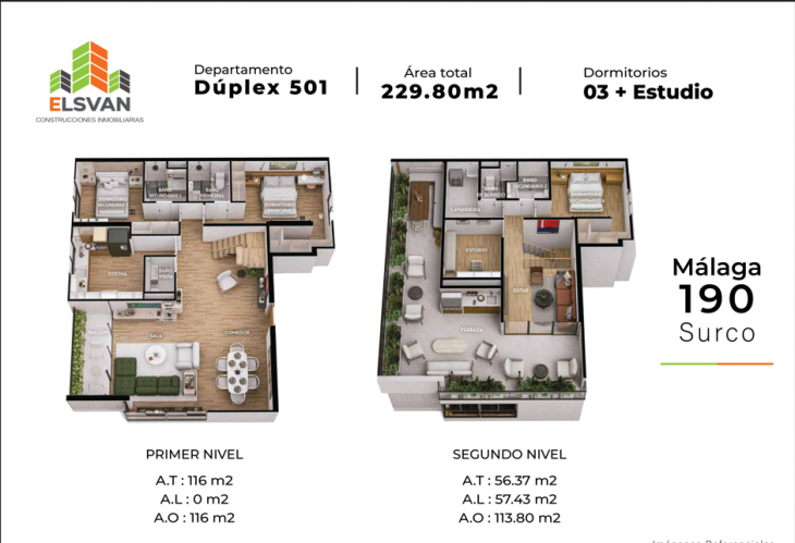 Plano del modelo TIPO D del proyecto MALAGA en Santiago De Surco