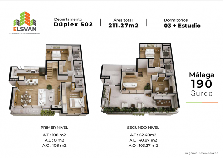 Plano del modelo TIPO E del proyecto MALAGA en Santiago De Surco