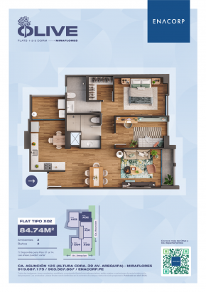 Plano del modelo X02 del proyecto OLIVE en Miraflores