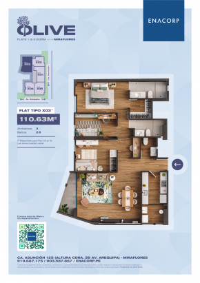 Plano del modelo X03 del proyecto OLIVE en Miraflores
