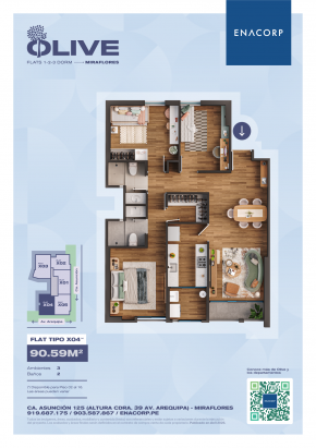 Plano del modelo X04 del proyecto OLIVE en Miraflores