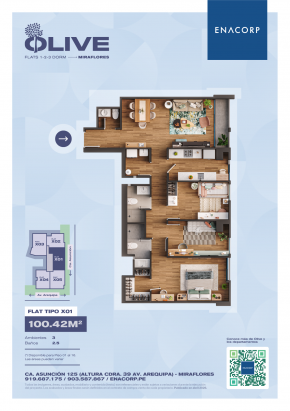 Plano del modelo X01 del proyecto OLIVE en Miraflores