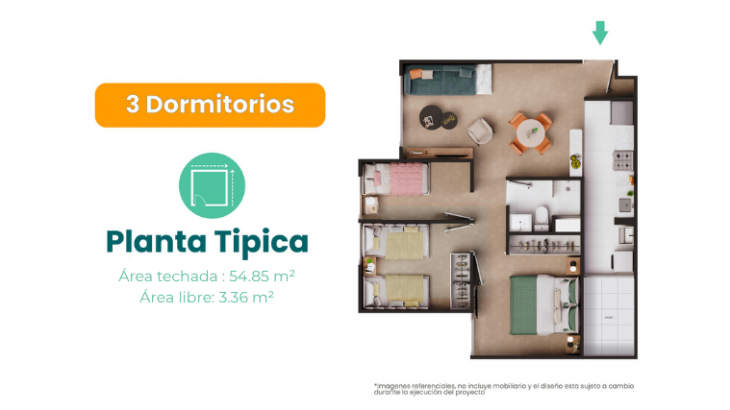 Plano del modelo TIPO 1 del proyecto VALLES DE LURÍN 2 en Lurin