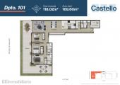Plano del modelo Dpto 101 del proyecto Castello en Santiago De Surco