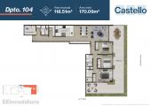 Plano del modelo Dpto 104 del proyecto Castello en Santiago De Surco