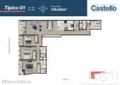 Plano del modelo Típico 1 del proyecto Castello en Santiago De Surco
