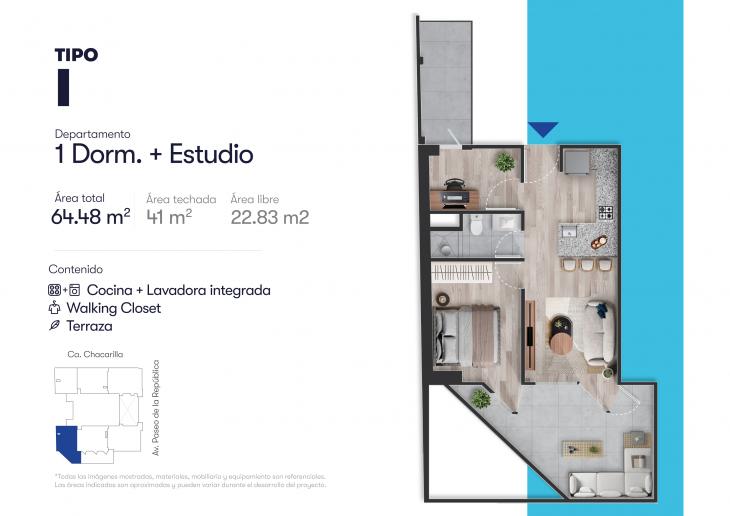 Plano del modelo I del proyecto BLUE en San Isidro