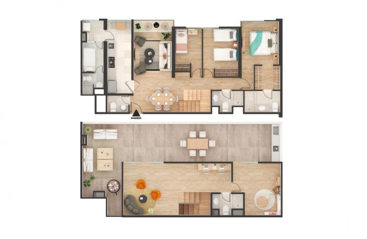 Plano del modelo TIPO L del proyecto Hometown Condominio en San Borja