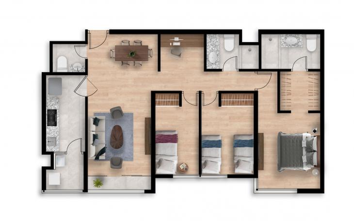 Plano del modelo TORRE O TIPO 6 del proyecto Hometown Condominio en San Borja