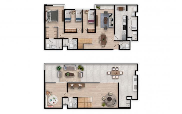 Plano del modelo TORRE O TIPO 5 del proyecto Hometown Condominio en San Borja