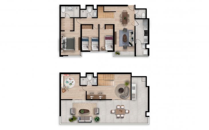 Plano del modelo TORRE O TIPO 8 del proyecto Hometown Condominio en San Borja