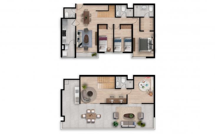 Plano del modelo TORRE O TIPO 9 del proyecto Hometown Condominio en San Borja