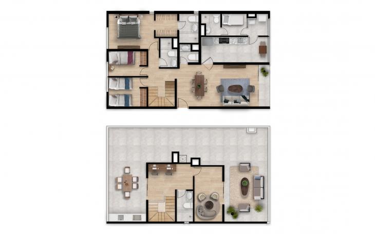 Plano del modelo TORRE P TIPO 3 del proyecto Hometown Condominio en San Borja