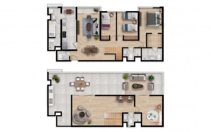 Plano del modelo TORRE P TIPO 4 del proyecto Hometown Condominio en San Borja