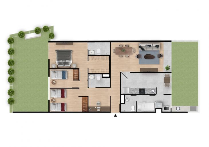 Plano del modelo M JARDIN TIPO 11 del proyecto Hometown Condominio en San Borja