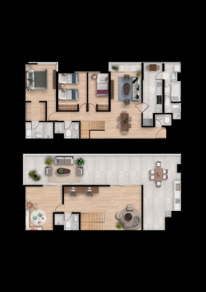 Plano del modelo DUPLEX TIPO 01 del proyecto Hometown Condominio en San Borja