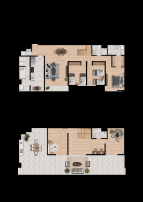 Plano del modelo DUPLEX TIPO 11 del proyecto Hometown Condominio en San Borja