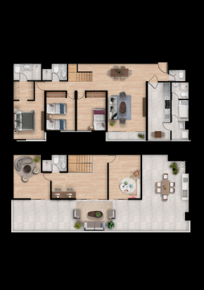 Plano del modelo DUPLEX TIPO 2 del proyecto Hometown Condominio en San Borja