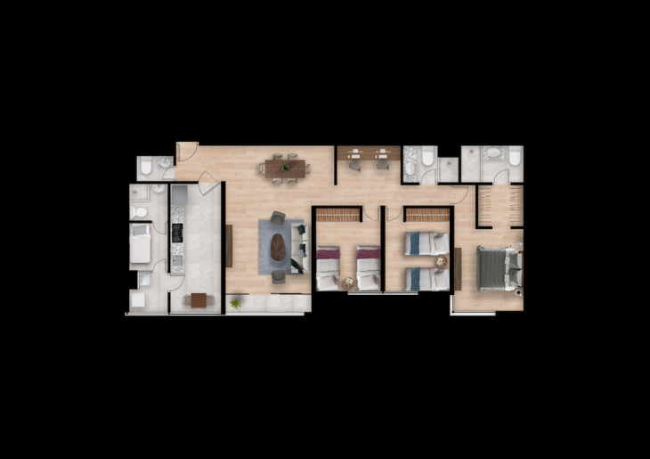 Plano del modelo TORRE P TIPO 2 del proyecto Hometown Condominio en San Borja
