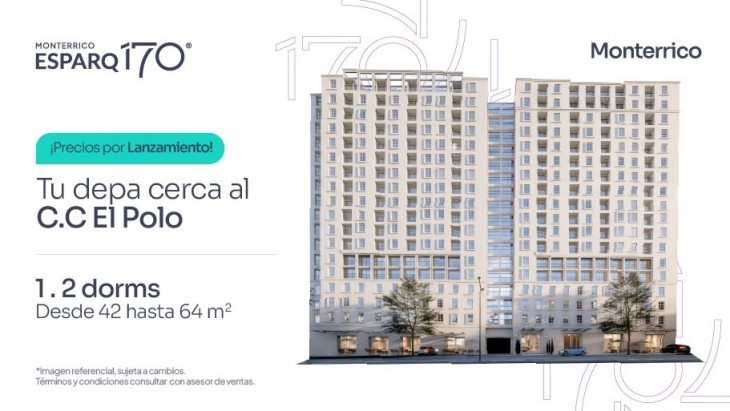 Fachada principal del proyecto ESPARQ 170 en Santiago De Surco